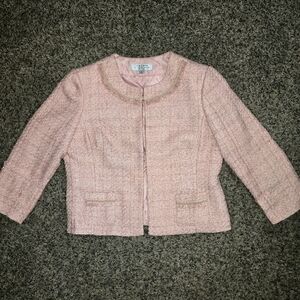 Tahari Arthur S. Levine Petite 12P Pink Tweed Embellished Jacket